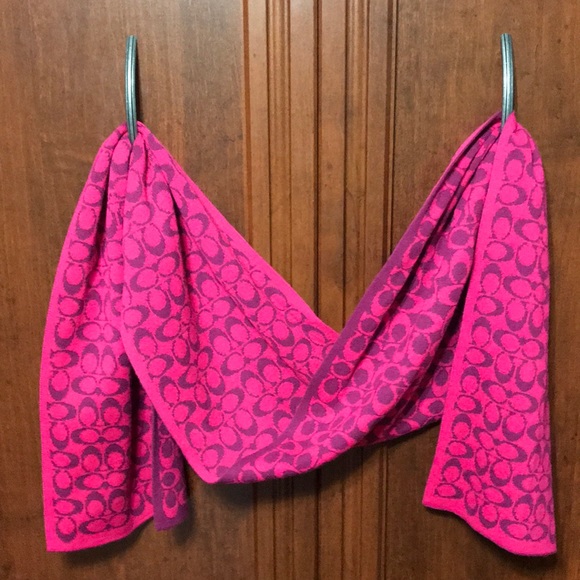 Coach Purple and Fuschia Pink Scarf and Hat Set - Picture 8 of 8